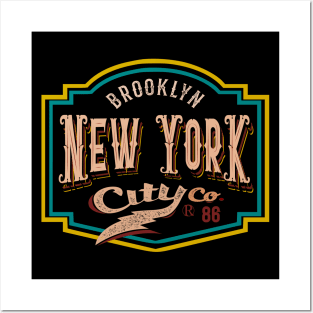 New York Vintage logo badge typography lettering Posters and Art